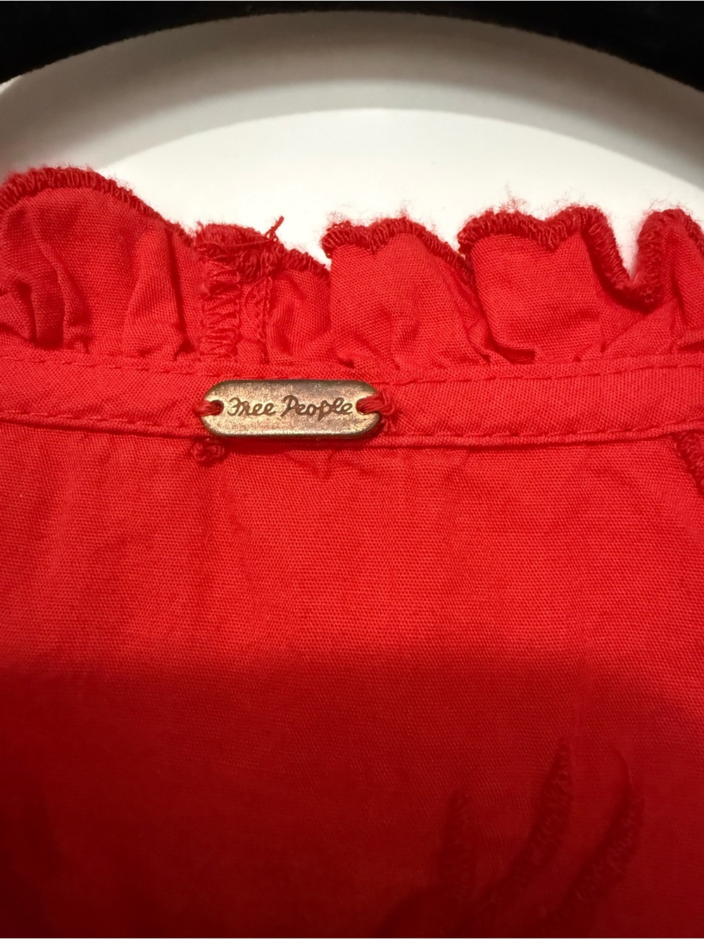 Free People Red Embroidered Ruffle Vest - Picture 3 of 4